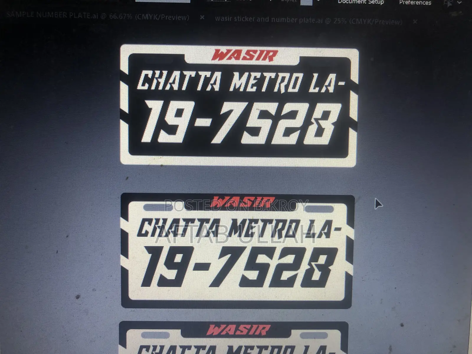 Bike Car Motorcycle Number Plate