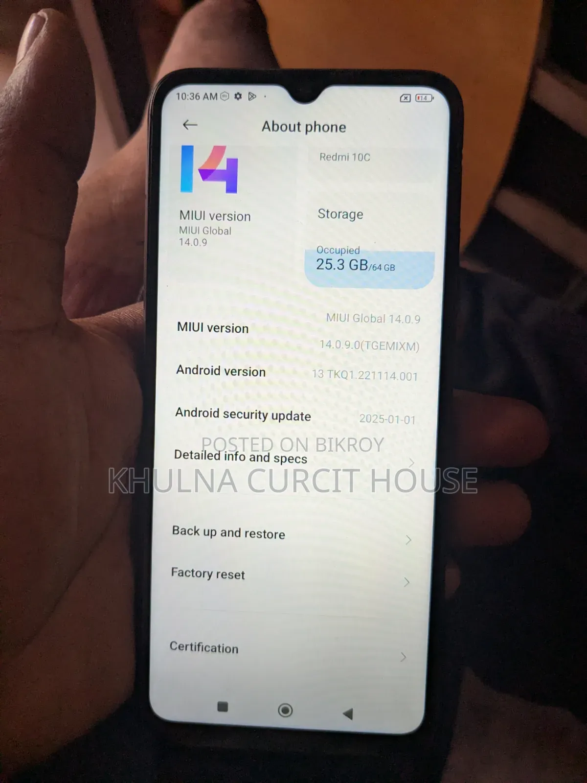 শাওমি রেডমি ১০সি ৬৪ জিবি ব্ল্যাক