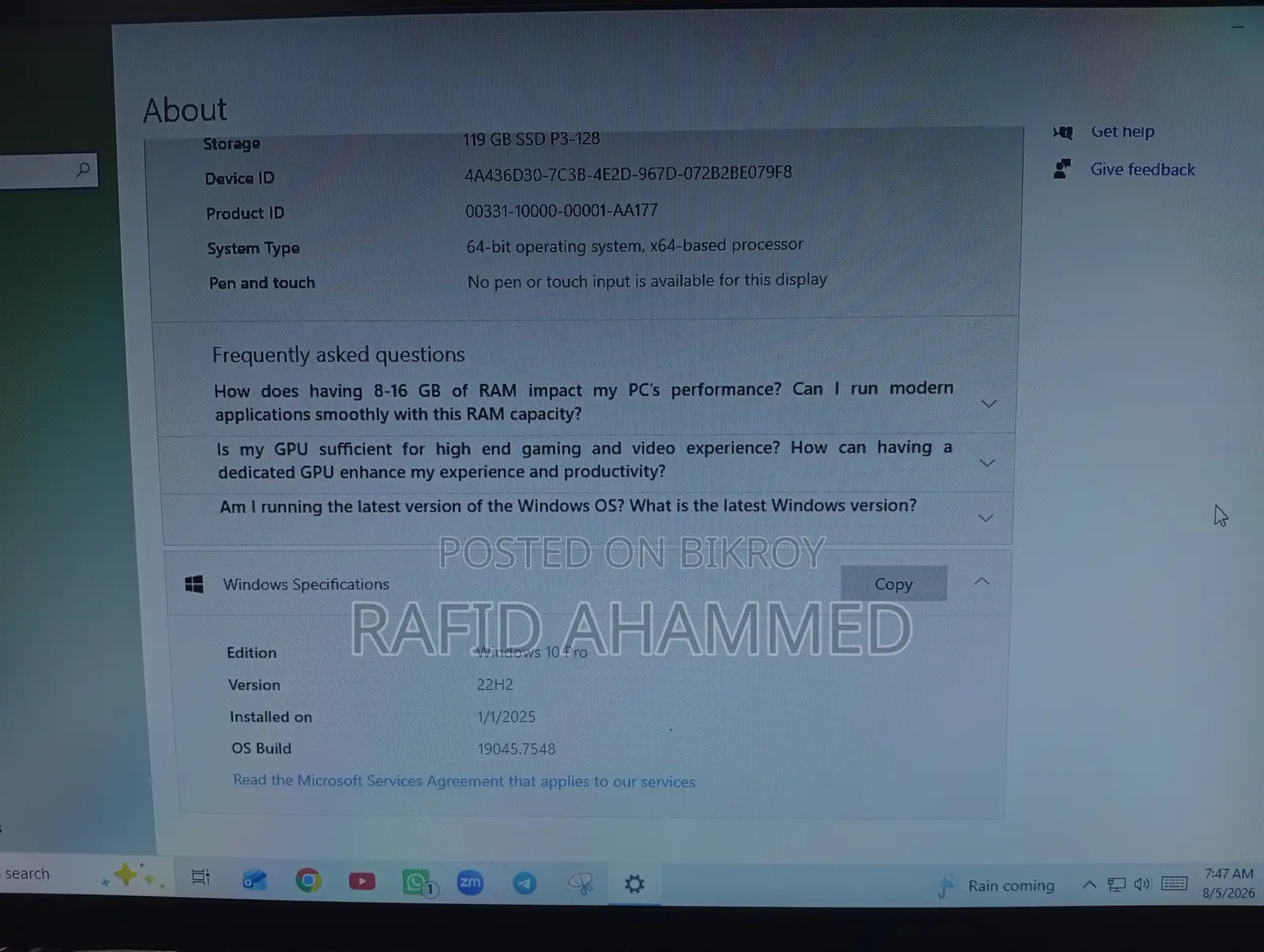 Desktop Computer 8GB Intel Core i5 SSD 140GB
