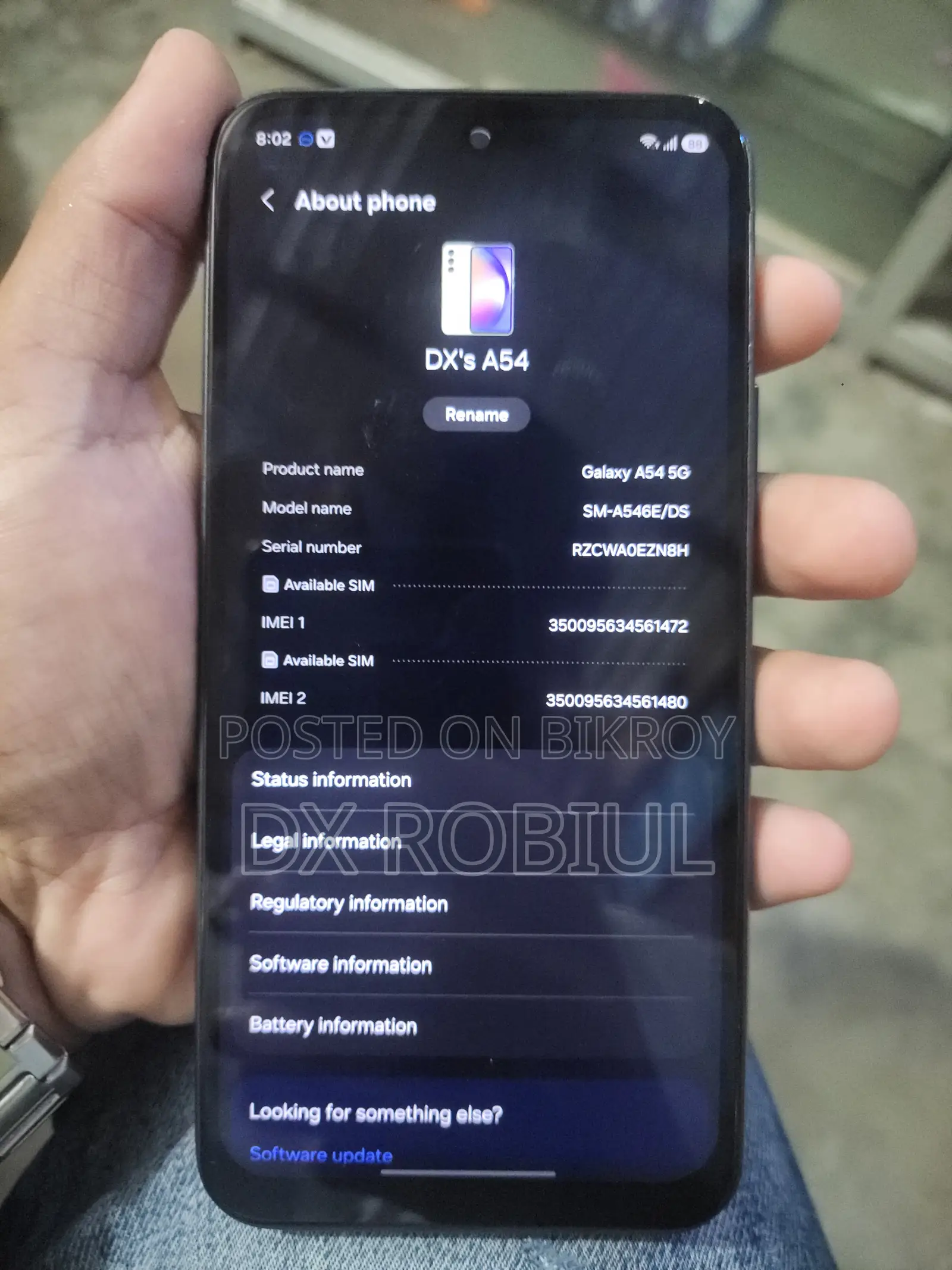 স্যামসাং গ্যালাক্সি এ৫৪ ৫জি ২৫৬ জিবি ব্ল্যাক