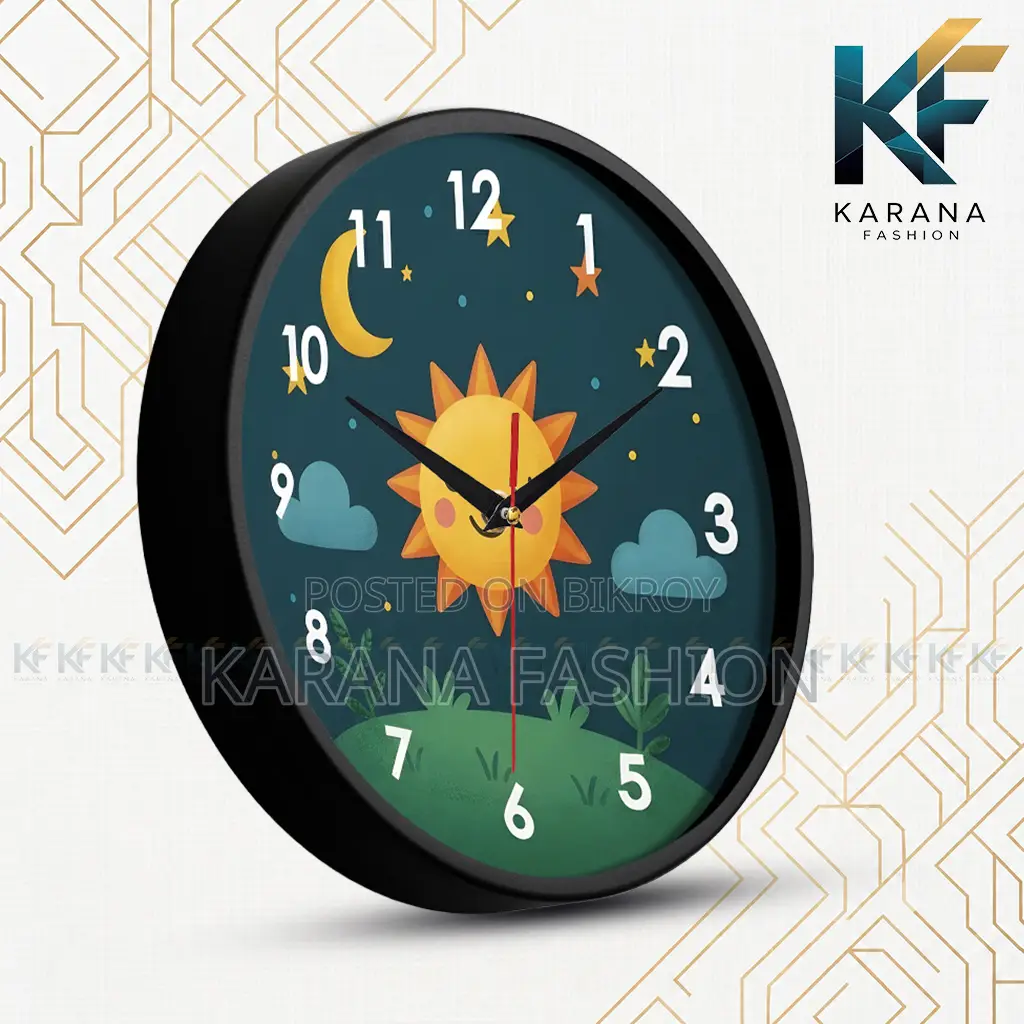 Karana Fashion (KW07) 12-Inch Cute Sun Moon Kids Wall Clock