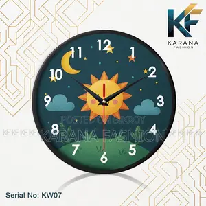 Karana Fashion (KW07) ১২-ইঞ্চি কিউট সান মুন কিডস ওয়াল ক্লক