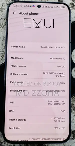 Huawei Pura 70 256 GB Black