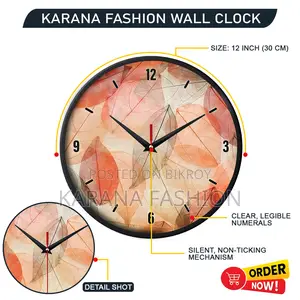 Karana Fashion (KW15) 12-Inch Autumn Leaves Wall Clock