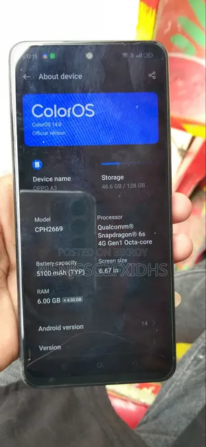 ওপ্পো এ৩ ১২৮ জিবি ব্ল্যাক