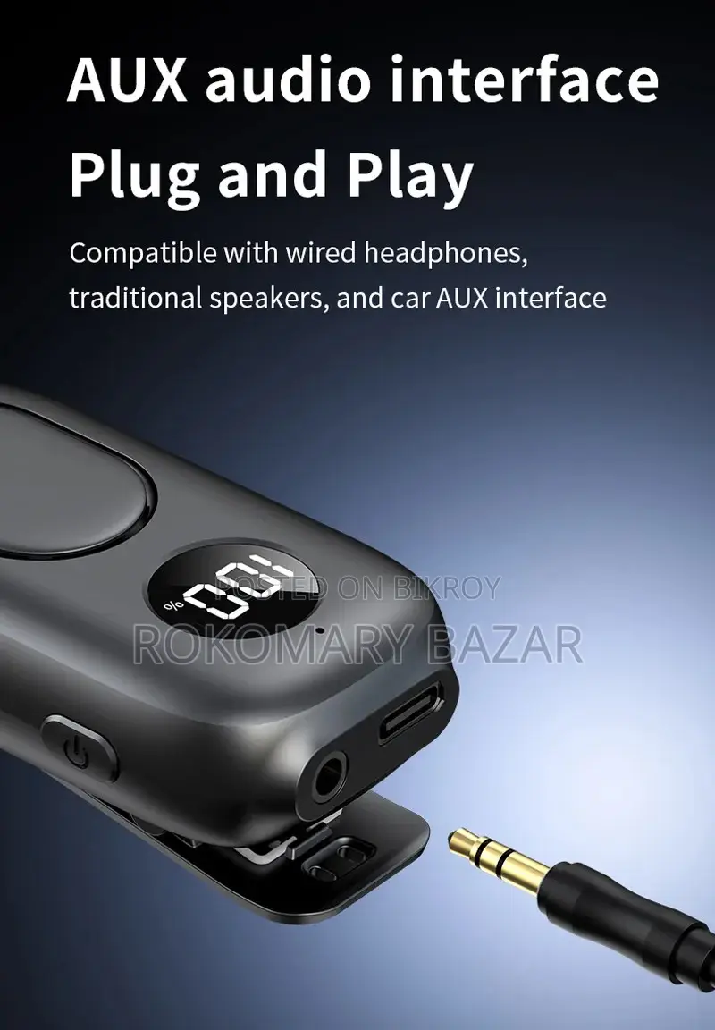 KEBIDUMEI Bluetooth 6.0 Audio Receiver 3.5mm Lavalier Wireless Adapter