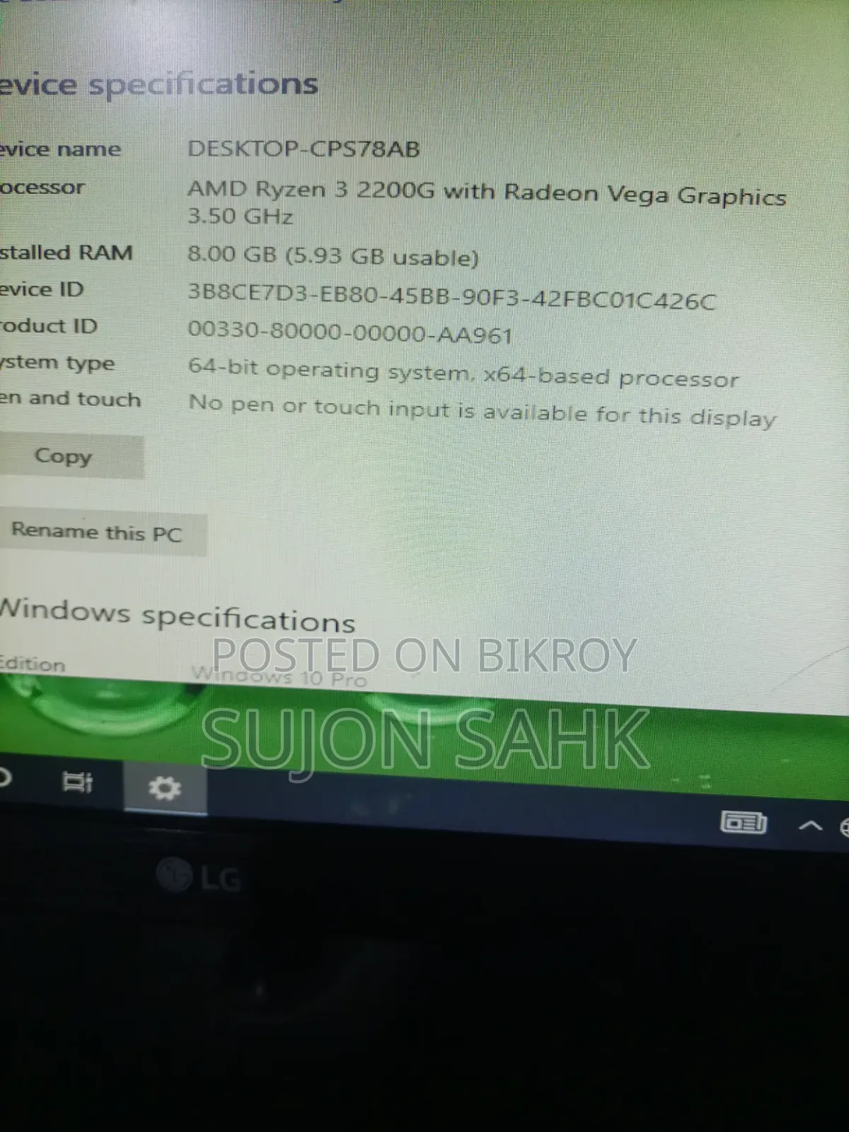 Desktop Computer 4GB AMD Ryzen 3 SSD 128GB