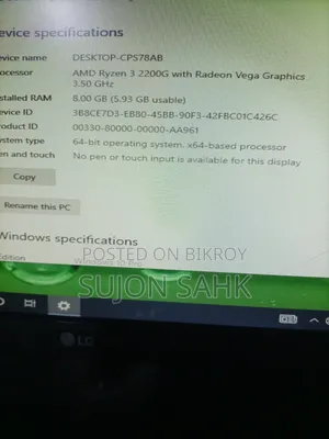 Desktop Computer 4GB AMD Ryzen 3 SSD 128GB
