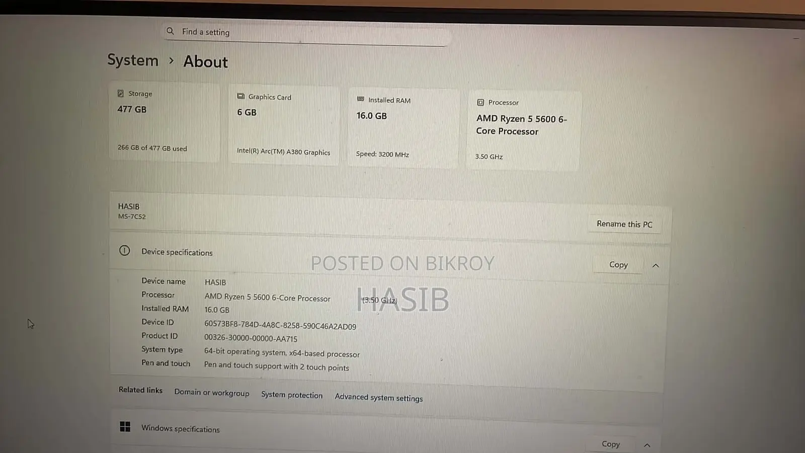 Desktop Computer 16GB AMD Ryzen 5 SSD 256GB