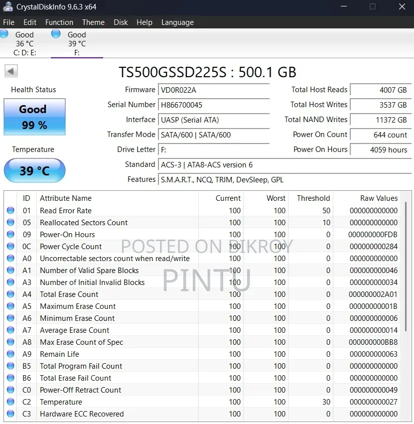 Transcend Ssd225s 500gb 2.5 Inch Sataiii SSD