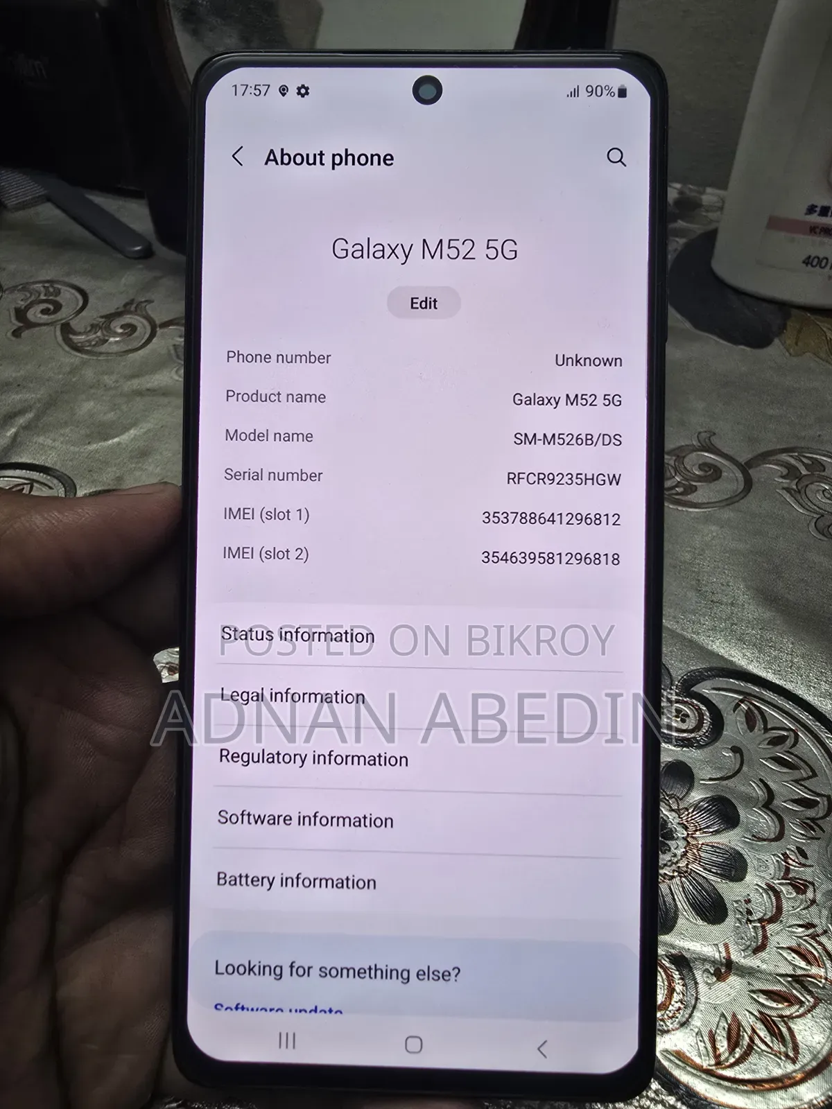 স্যামসাং গ্যালাক্সি এম৫২ ৫জি ১২৮ জিবি গ্রে