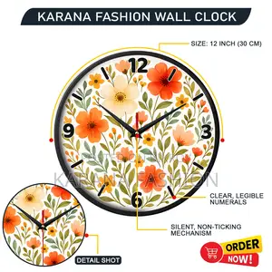 Karana Fashion (KW18) 12-Inch Blooming Floral Wall Clock