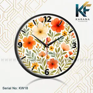 কারানা ফ্যাশন (KW18) ১২ ইঞ্চি ব্লুমিং ফ্লোরাল ওয়াল ক্লক