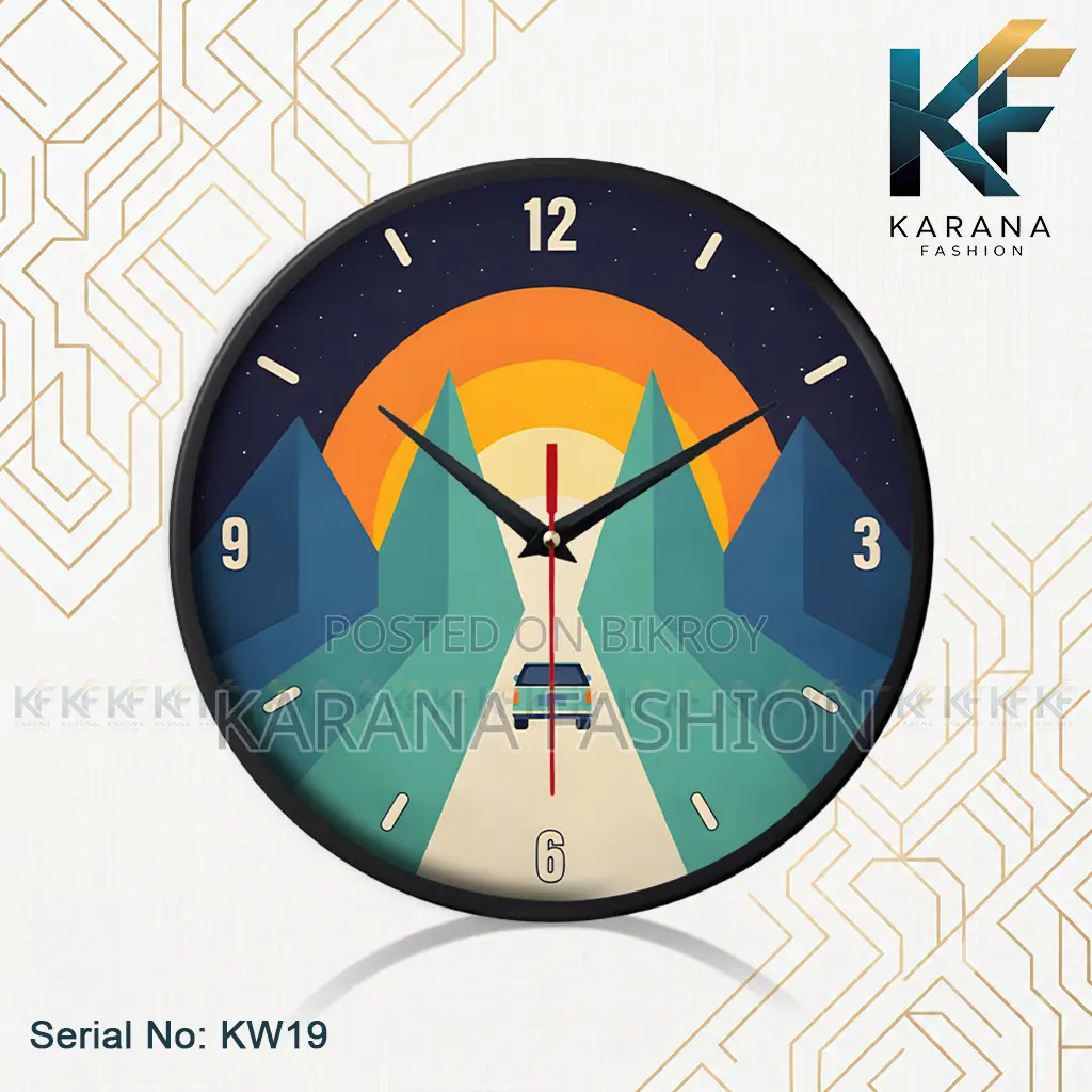 Karana Fashion (KW19) 12-Inch Sunset Road Trip Wall Clock