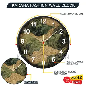 Karana Fashion (KW22) 12-Inch Vintage Oriental Waves Wall Clock