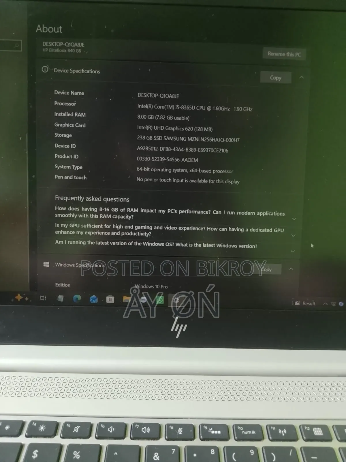 Laptop HP EliteBook 840 G6 8GB Nvidia HDD 256GB
