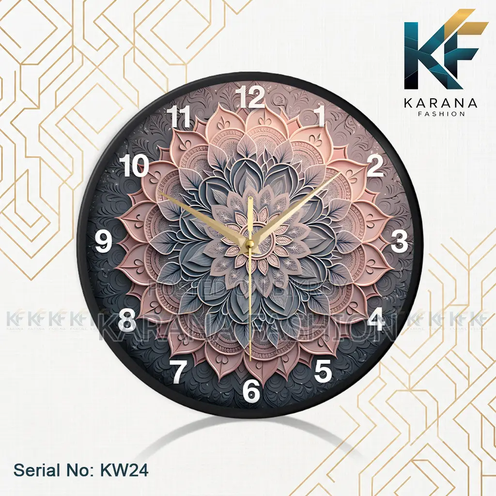 Karana Fashion (KW24) 12-Inch 3D Mandala Art Wall Clock