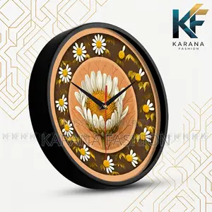 কারানা ফ্যাশন (KW25) ১২-ইঞ্চি হোয়াইট ডেইজি ফ্লোরাল ওয়াল ক্লক