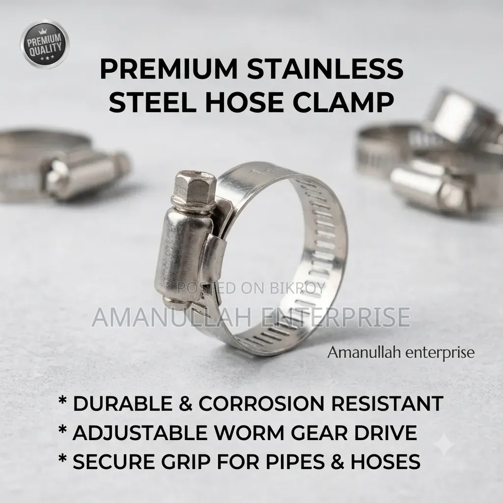 Premium Stainless Steel Hose Clamp | Adjustable Worm Gear Pipe Clamp
