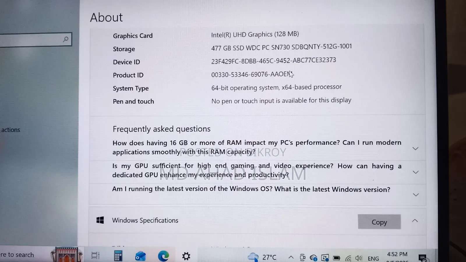 Laptop HP EliteBook 850 G8 16GB Intel Core I5 SSD 256GB