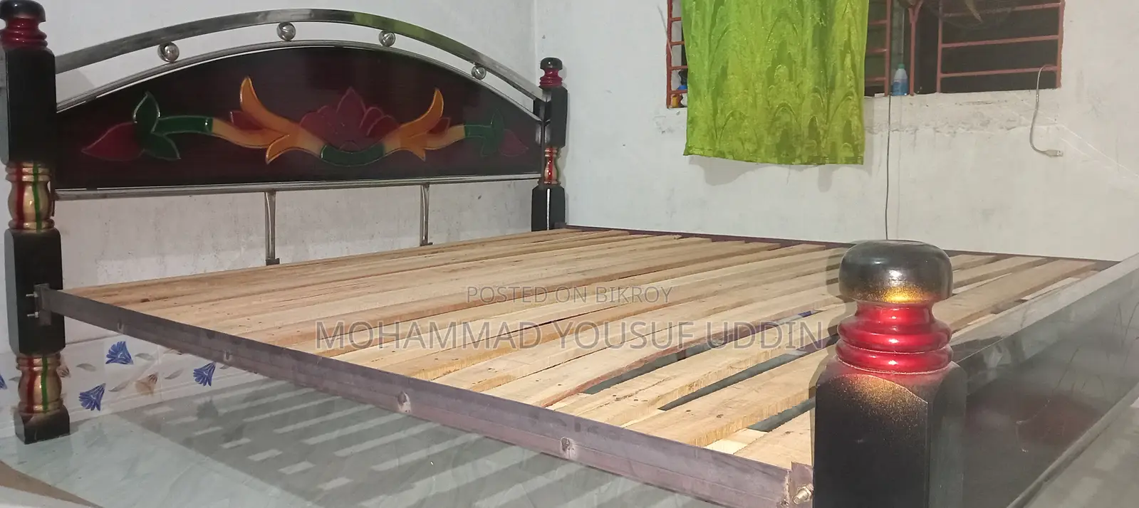 Steel and Mahogany Wood Bed