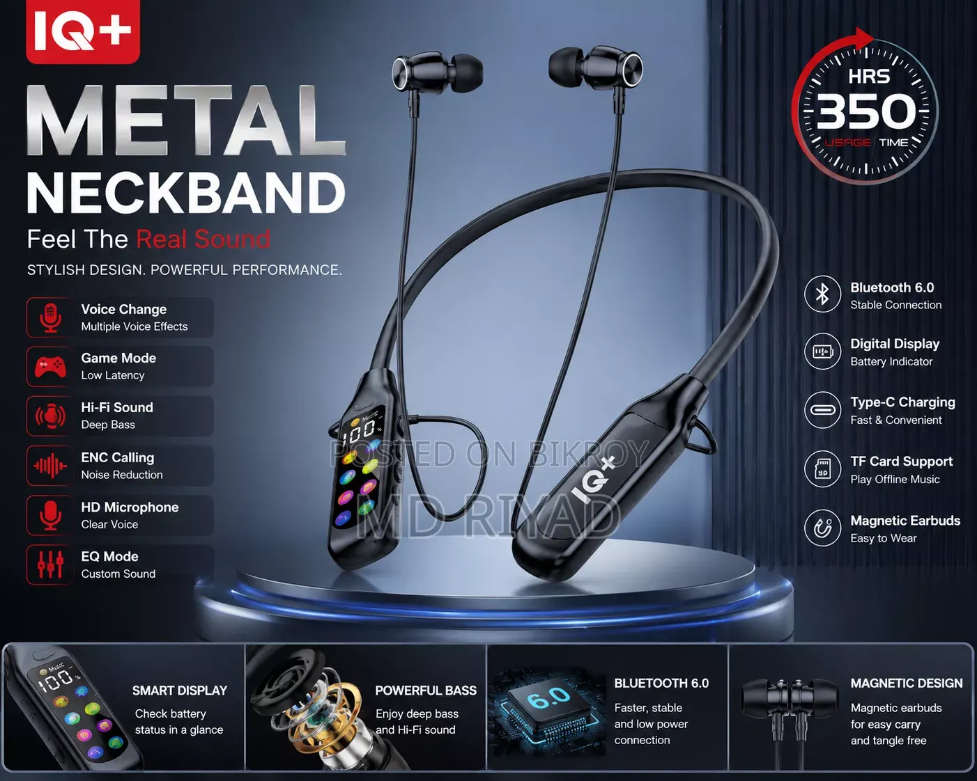 iQ Metal Neckband (  ফ্রি ডেলিভারি  )
