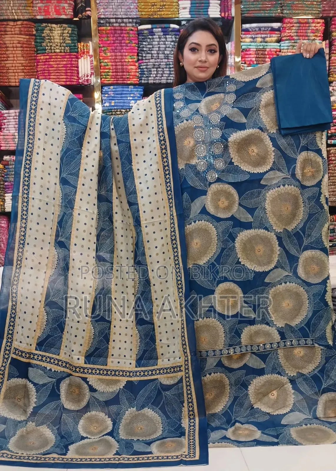 Unstitched Cotton Butique Three Piece for Woman
