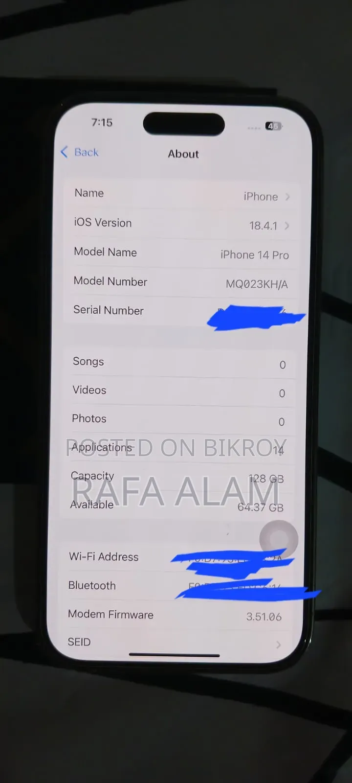 অ্যাপল আইফোন ১৪ প্রো ১২৮ জিবি রোজ গোল্ড