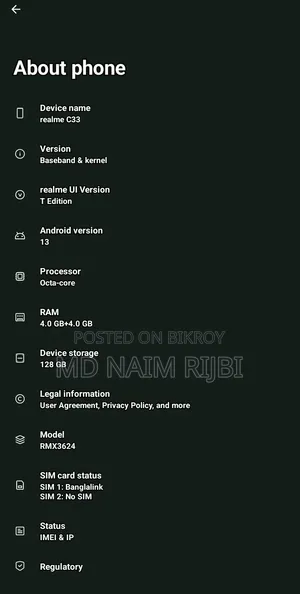 Realme C33 128 GB Black