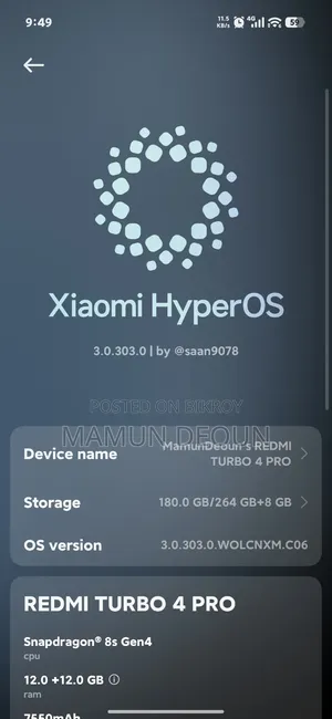 Xiaomi Redmi Turbo 4 Pro 256 GB White