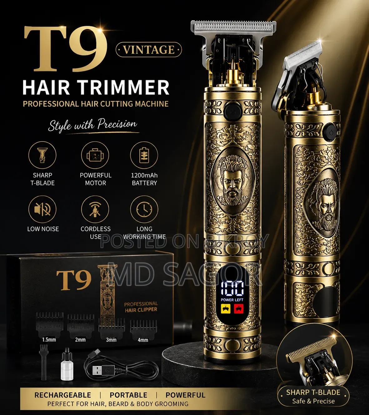 Rechargeable Vintage T9 Hair Cutting Machine Hair Trimmer