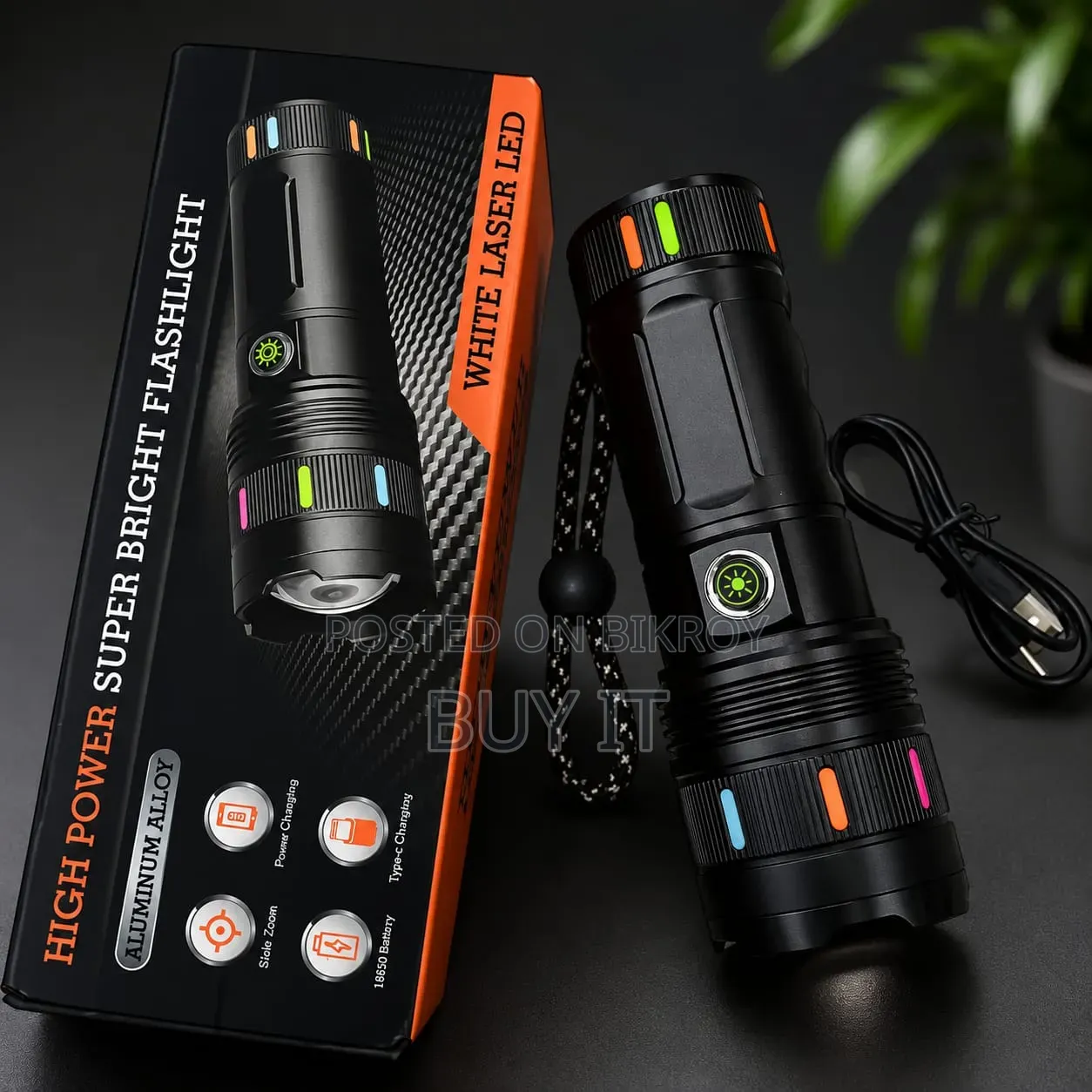 Super Bright 600W LED+COB High Power Rechargeable Flashlight