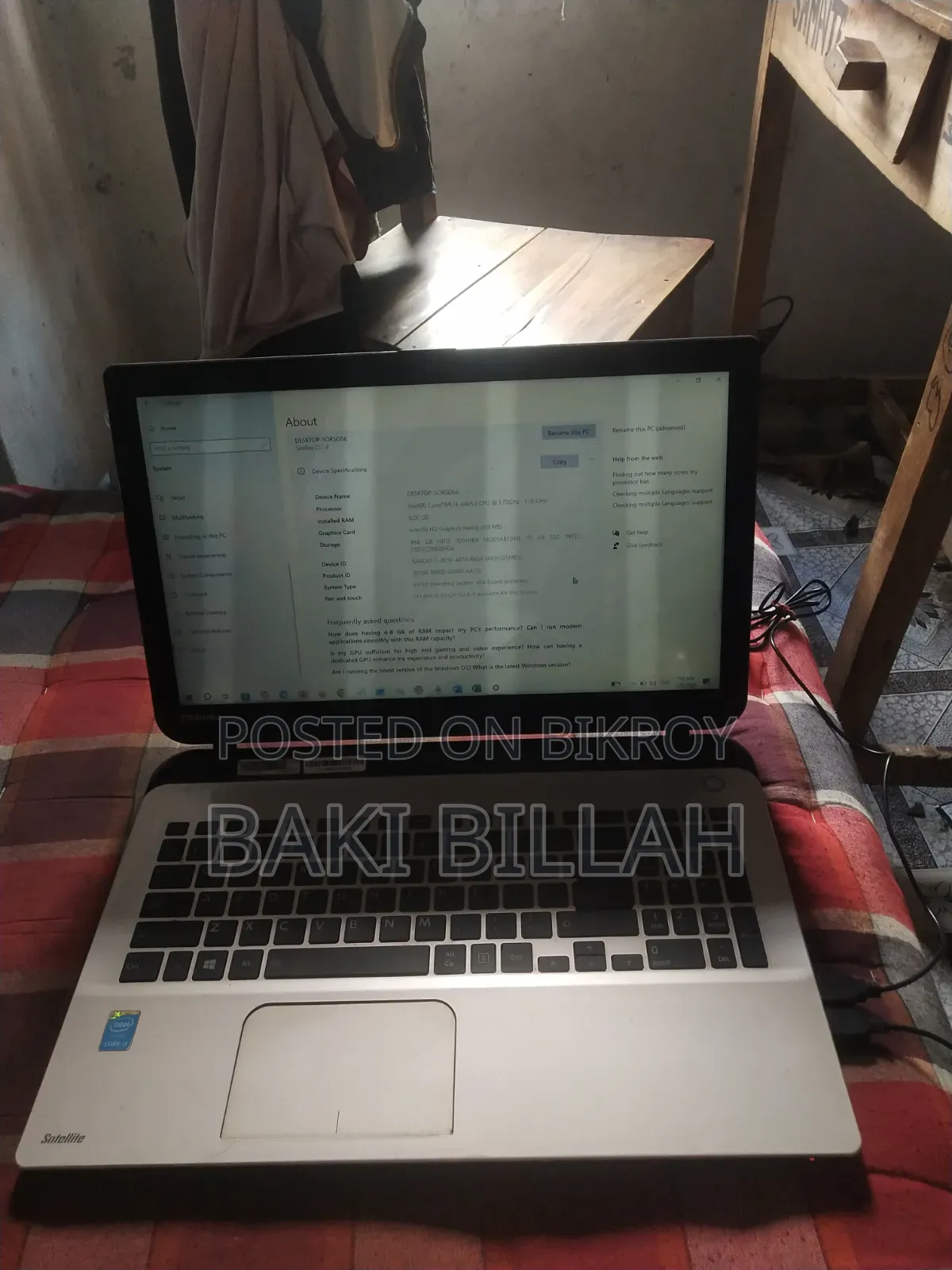 Laptop Toshiba Satellite C55 6GB Intel Core i3 SSD 500GB