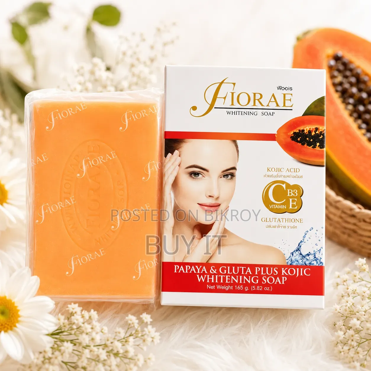 Fiorae Papaya Gluta Plus Kojic Whitening Soap