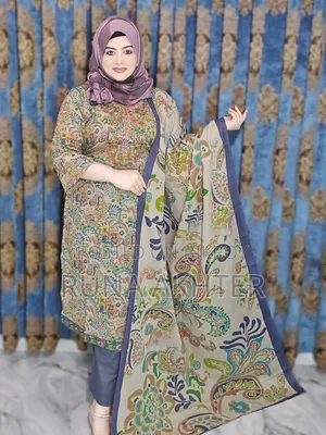 Unstitched Cotton Three Piece for Woman