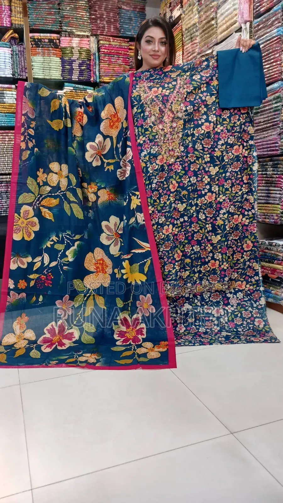 Unstitched Cotton Butique Three Piece for Woman