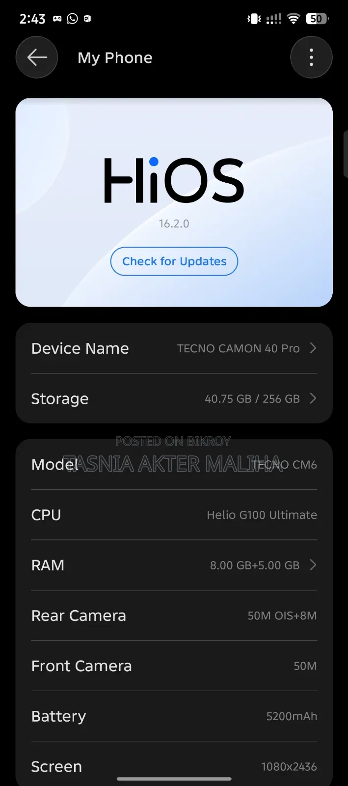 Tecno Spark 40 Pro 256 GB