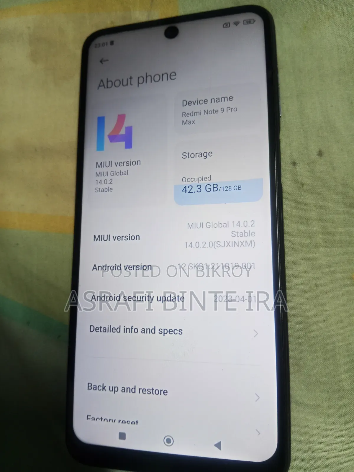Xiaomi Redmi Note 9 Pro Max 128 GB Blue