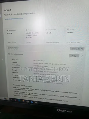 Desktop Computer 8GB Intel Core I5 HDD 128GB