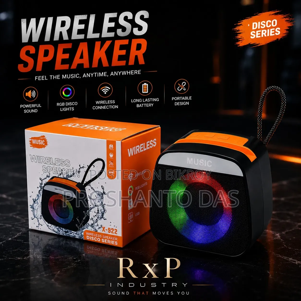 X-922 Wireless Speaker Disco Series | RGB Light | TWS | USB & SD Card
