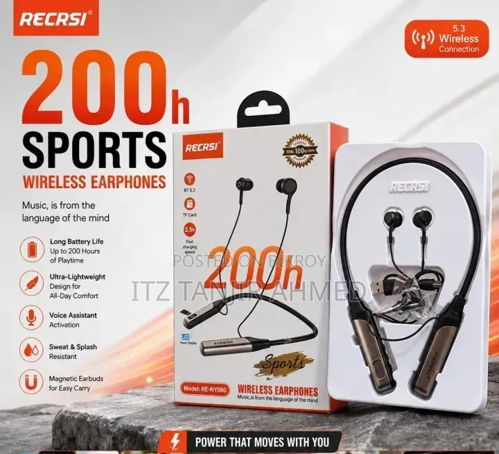 RECRSI RE-NY060 Wireless Bluetooth Neckband Earphone