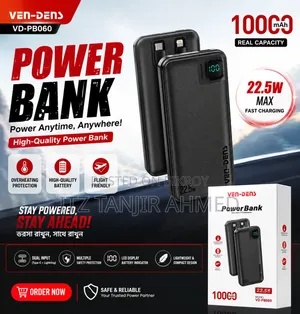 10000mAh Power Bank 22.5W Fast Charging With Cable & LED Display