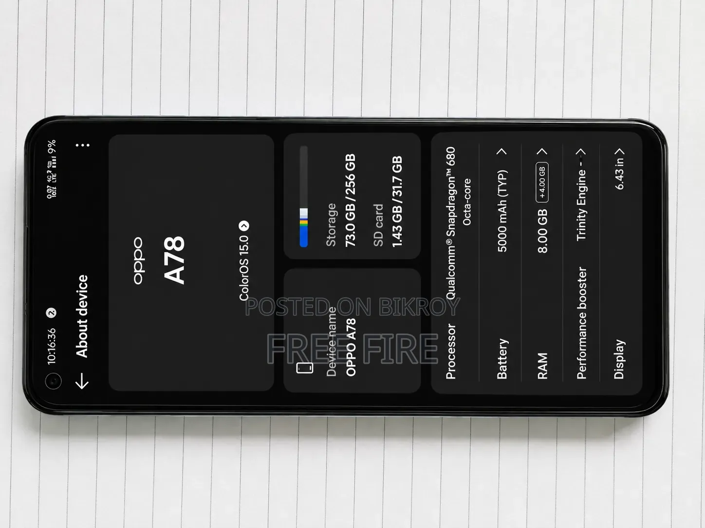 Oppo A78 4G 256 GB Black