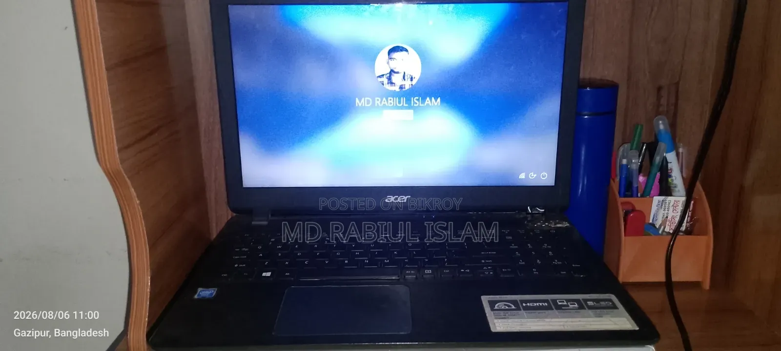 ল্যাপটপ এসারের আসপায়ার ইএস ৪ জিবি ইন্টেল সেলেরন এসএসডি ১২৮ জিবি