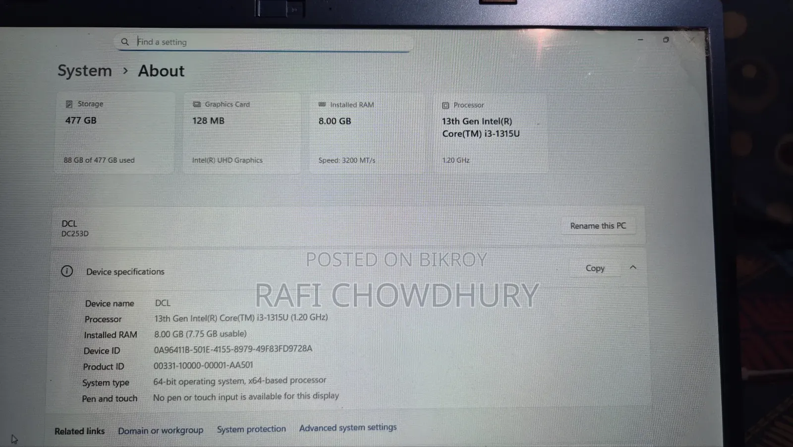 New Laptop 8GB Intel Core i3 SSD 512GB