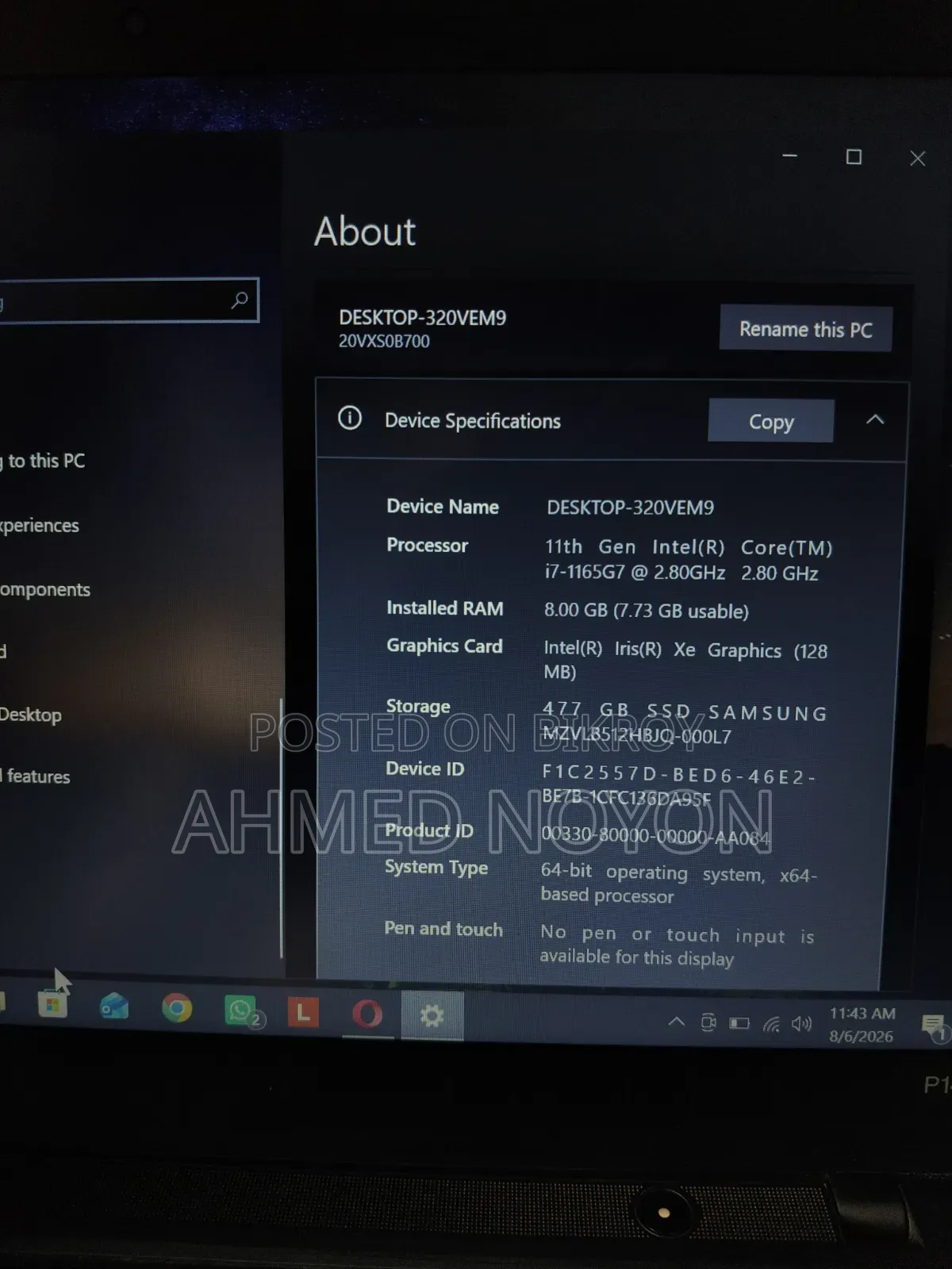 Laptop Lenovo ThinkPad P14s 8GB Intel Core I7 SSD 512GB