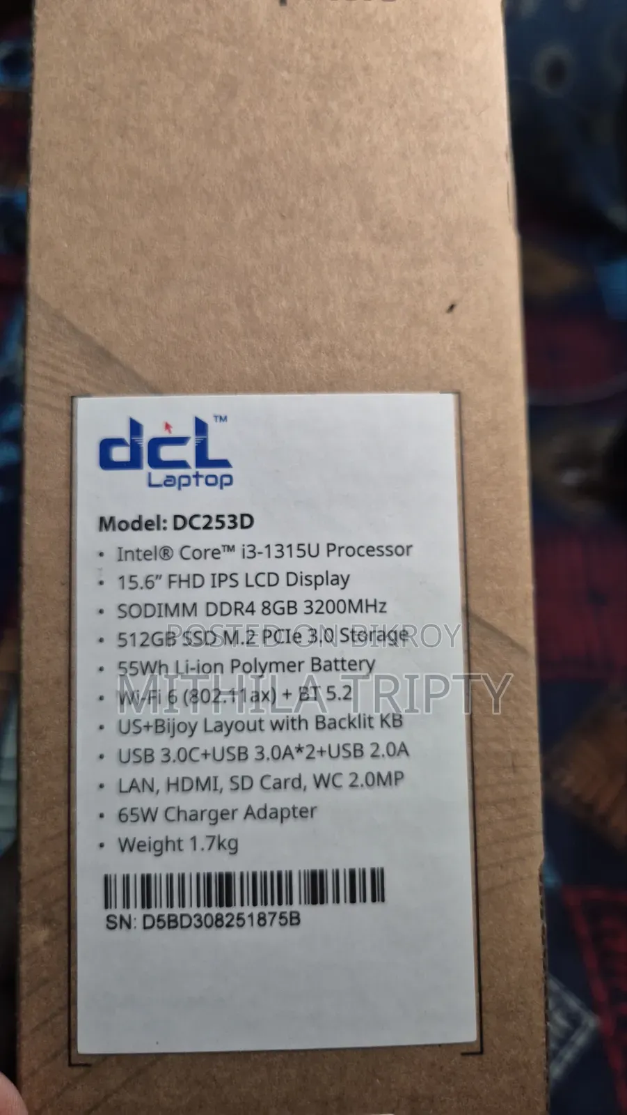 New Laptop 8GB Intel Core i3 SSD 512GB