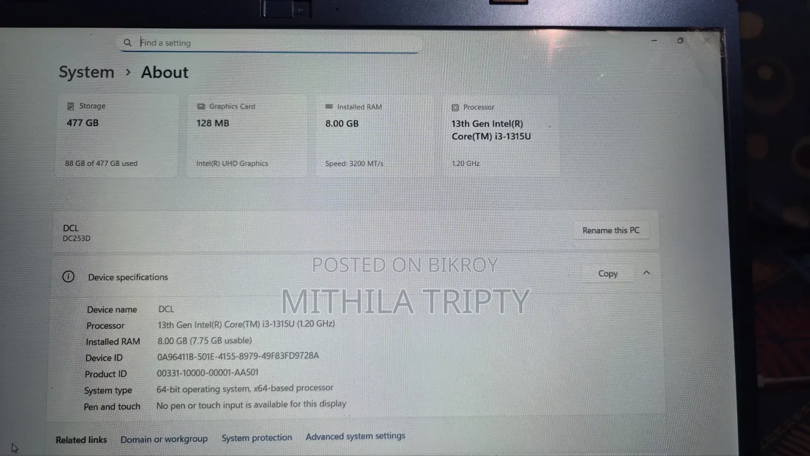 New Laptop 8GB Intel Core i3 SSD 512GB