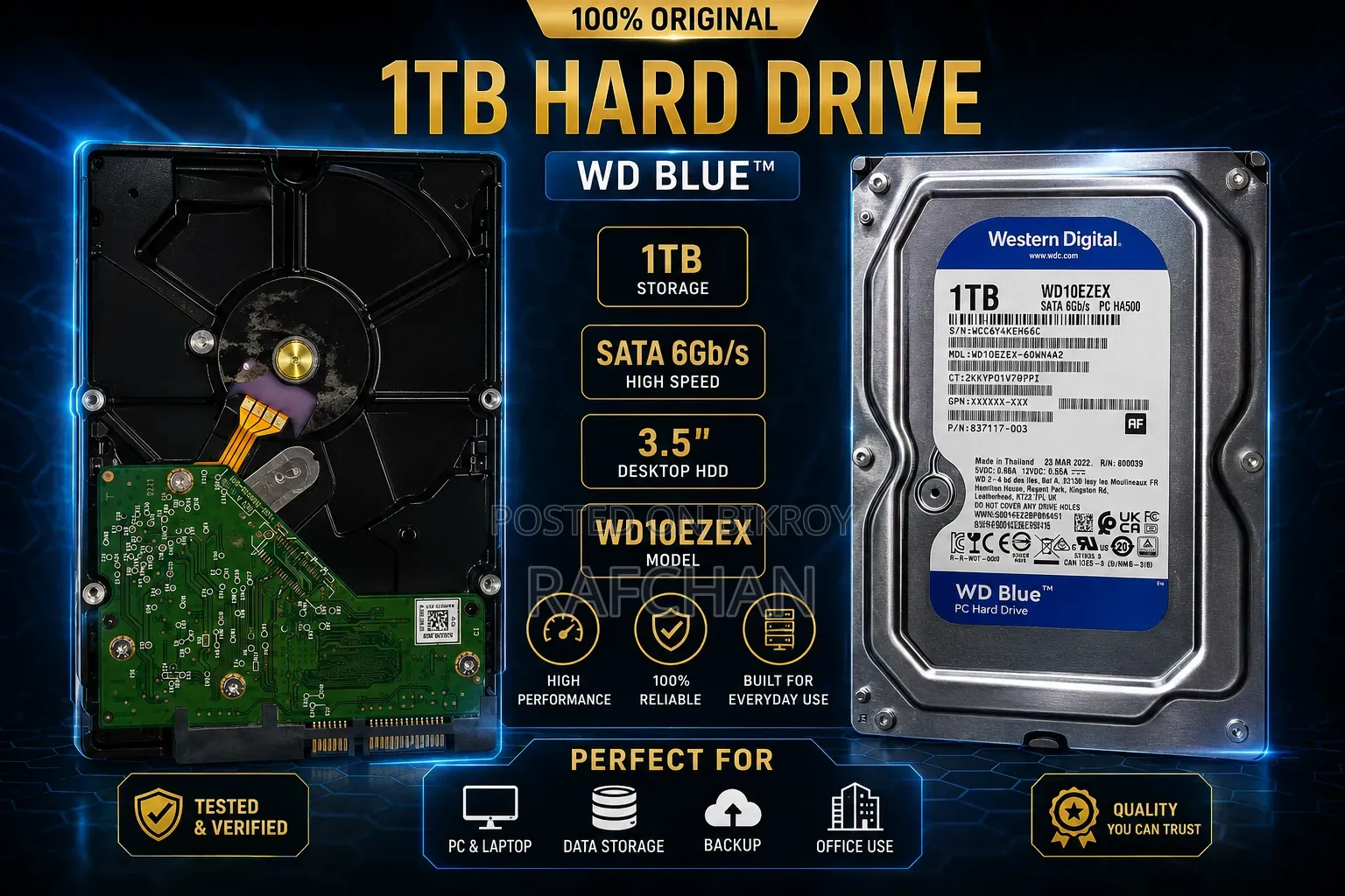 Western Digital WD Blue 1TB SATA Desktop Hard Drive (WD10EZEX)