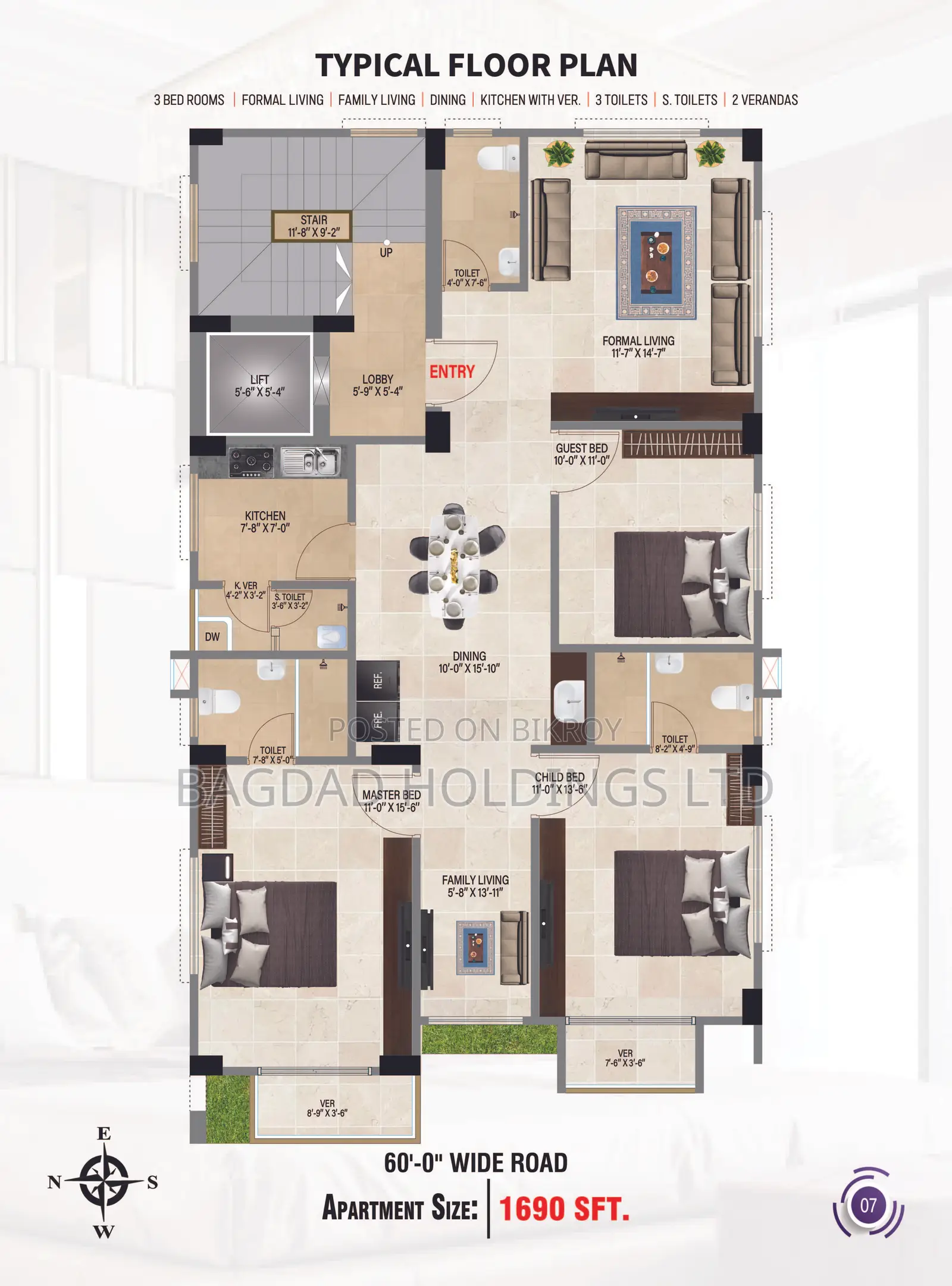 3-Bedroom Apartment in Uttara for Sale